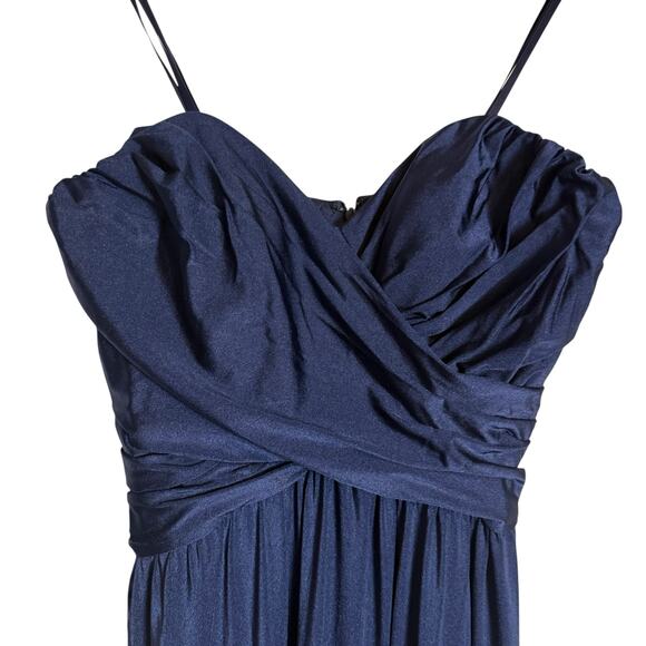 La Femme Navy Strapless Sweetheart Long Jersey Prom Formal Gown Size 10 - Picture 5 of 10